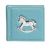 BLUE BABY BOY LIBRO DE MEMORIAS ALBUM DE FOTO CON SILVER HORSE 80 x 6x4 (10x15)