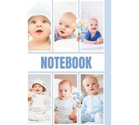 Blue Baby Boy Milestone Notebook - Teddy Bear Photo Collage: Cute watercolor bear & rainbow cover | Wide-ruled journal | 6×9 Inch | 120 pages with name line
