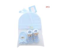(Blue)Baby Newborn Hats Mittens and Socks Set for Boys Girls Beanie Hat 0-6 Month