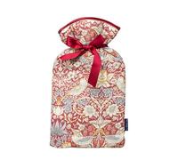Blue Badge Co - Mini botella de agua caliente de 0,5 litros con funda de algodón acolchada en William Morris Strawberry Theif Plum, botella de goma incluida