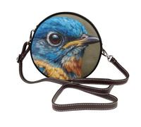 Blue Bird Head - Bolso cruzado redondo de piel para mujer