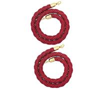 Blue,Black, Green, Red，Queue Line Barrier Twist Ropes, for Movie Night, Party Stanchion Hanging Rope for Crowd Control, 2Pcs, 39.4-197in Long(Red,155cm/5ft)