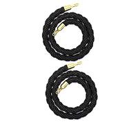 Blue,Black, Green, Red，Queue Line Barrier Twist Ropes, for Movie Night, Party Stanchion Hanging Rope for Crowd Control, 2Pcs, 39.4-197in Long(Black,274cm/9ft)