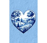 Blue Blue Chinoiserie Toile Pastoral Heart Journal Notebook Notebook - French Damask Design: 6" X 9" 140 Pages Wide Ruled Paperback