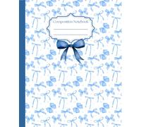 Blue Bow Aesthetic Coquette Composition Notebook College Ruled, 7.5x9.25", 110 Pages: 7.5x9.25", 110 Pages, Chic Blue Bow Coquette Style Notebook | ... Journal for School, Notes, and Everyday Use