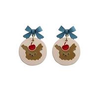 Blue Bow Cute Bear For Women Dating Festive Party Banquet Jewelry High-End Earrings
