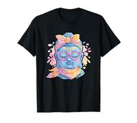 Blue Buddha Kawaii Spiritual Retrato Gráfico Gafas Rosa Camiseta
