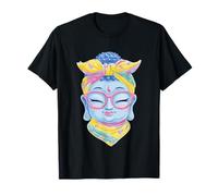 Blue Buddha Kawaii Spiritual Retrato Gráfico Gafas Rosa Camiseta