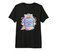 Blue Buddha Kawaii Spiritual Retrato Gráfico Gafas Rosa Camiseta Premium