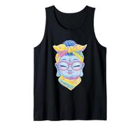 Blue Buddha Kawaii Spiritual Retrato Gráfico Gafas Rosa Camiseta sin Mangas