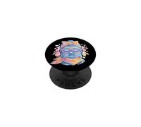 Blue Buddha Kawaii Spiritual Retrato Gráfico Gafas Rosa PopSockets PopGrip Adhesivo