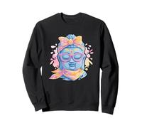 Blue Buddha Kawaii Spiritual Retrato Gráfico Gafas Rosa Sudadera