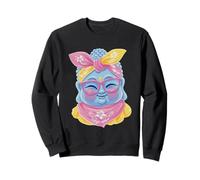 Blue Buddha Kawaii Spiritual Retrato Gráfico Gafas Rosa Sudadera