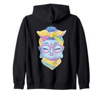Blue Buddha Kawaii Spiritual Retrato Gráfico Gafas Rosa Sudadera con Capucha