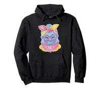 Blue Buddha Kawaii Spiritual Retrato Gráfico Gafas Rosa Sudadera con Capucha