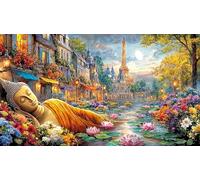 Blue-Buddha-Statue-in-Serene-Temple 1000 Piezas Puzzle Adultos Juego Familiar Desafiante Papel Reciclado para Adultos y niños de 12 años 38x26/1000pcs