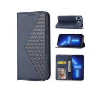 (Blue)Business Style Pu Leather Phone Case Folio For Iphone 12 Pro With Card Holder Lenyard