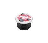 Blue Butterflies & Pink Lipstick Kiss Mark PopSockets PopGrip Adhesivo
