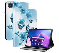 (Blue Butterfly) Leather Case for Lenovo Tab TB311FU with Stand & Card Slots, Pattern Printed Tablet Cover, Shockproof Protective Case