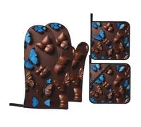 Blue Butterfly Print - Juego de 4 piezas para hornear y barbacoa, para banquetes familiares y fiestas con aislamiento térmico