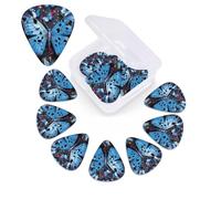 Blue Butterfly - Púas de guitarra de celuloide de diferentes grosores, paquete de 12 púas de guitarra con caja de almacenamiento personalizada para púas de guitarra acústica