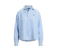 Blue Camisa corta de lino con rayas XS