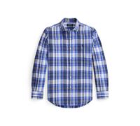 Blue Camisa de lino con cuadros Classic Fit XS