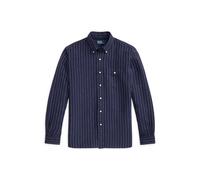 Blue Camisa de lino con rayas Classic Fit XL