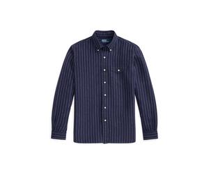 Blue Camisa de lino con rayas Classic Fit XS