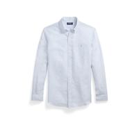 Blue Camisa de lino con rayas Custom Fit XXL