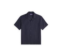 Blue Camisa de manga corta de seda y lino XS