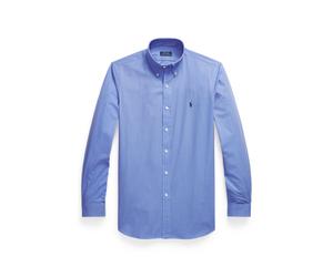 Blue Camisa de popelina elástica Custom Fit XXXL