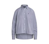 Blue Camisa recortada de algodón con rayas XS