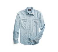 Blue Camisa Western de cambray Slim Fit XS