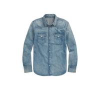 Blue Camisa Western de denim flameado XS