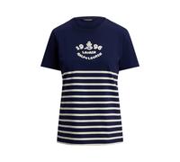 Blue Camiseta de punto con logotipo bordado XXS