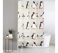 Blue Canyon Cortinas de Ducha con Estampado de pingüino, Cortina de Ducha 100% PEVA, Tratamiento de Superficie Antibacteriano, Repelente al Agua, Dobladillo Pesado, 180 x 180 cm, 12 Ojales Reforzados