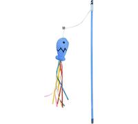 Blue Cat Wand Kitten Teaser Stick Portable Cat Teaser Fish Design Safe Colorful Balls Cats - Juguetes de plumas