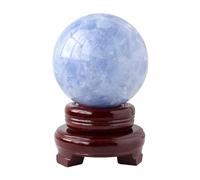 Blue Celestite Crystal Ball Celestine Sphere Quartz Fengshui Home Decoration with Base,50~55mm