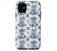 Blue Christmas Bells Toile de Jouy Vintage French Country Carcasa para iPhone 11