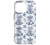 Blue Christmas Bells Toile de Jouy Vintage French Country Carcasa para iPhone 16 Pro