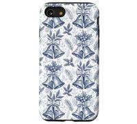 Blue Christmas Bells Toile de Jouy Vintage French Country Carcasa para iPhone SE (2020) / 7/8