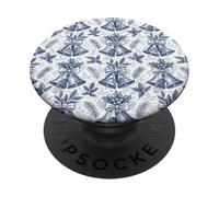 Blue Christmas Bells Toile de Jouy Vintage French Country PopSockets PopGrip Adhesivo