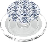 Blue Christmas Bells Toile de Jouy Vintage French Country PopSockets PopGrip para MagSafe