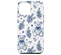 Blue Christmas Toile Teddy Bear Vintage French Country Carcasa para iPhone 12 Pro MAX