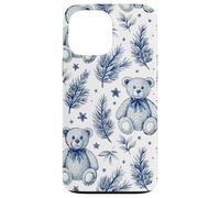 Blue Christmas Toile Teddy Bear Vintage French Country Carcasa para iPhone 13 Pro MAX