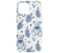Blue Christmas Toile Teddy Bear Vintage French Country Carcasa para iPhone 15