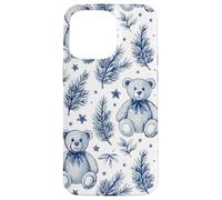 Blue Christmas Toile Teddy Bear Vintage French Country Carcasa para iPhone 15 Pro MAX