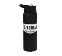 Blue Collar Blood Sweat Profanity Blue Collar Ropa de trabajo Stainless Steel Insulated Water Bottle