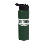 Blue Collar Blood Sweat Profanity Blue Collar Ropa de trabajo Stainless Steel Insulated Water Bottle